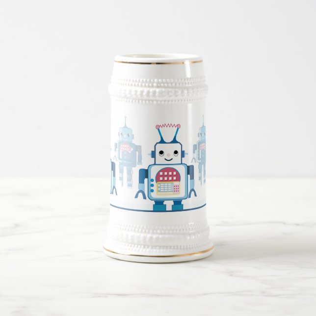 Coole blaue Roboter-Geschenk-Neuheiten Bierglas (Mittel)