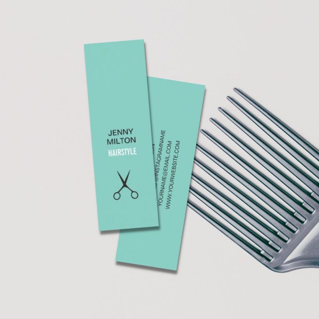 Coole Blaue Schere Friseurstylistin Mini Visitenkarte (Von Creator hochgeladen)