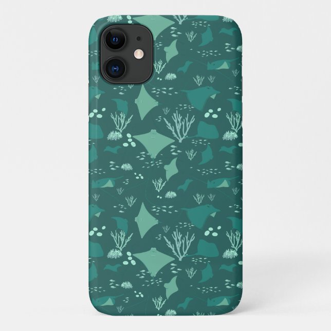 Coole Blaue Stachelrute — Gemusterte Meeresfauna Case-Mate iPhone Hülle (Rückseite)