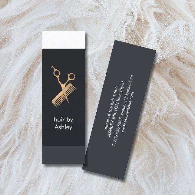 Coole Blaue Streifen Imitate Gold Frisur Mini Visitenkarte (Von Creator hochgeladen)