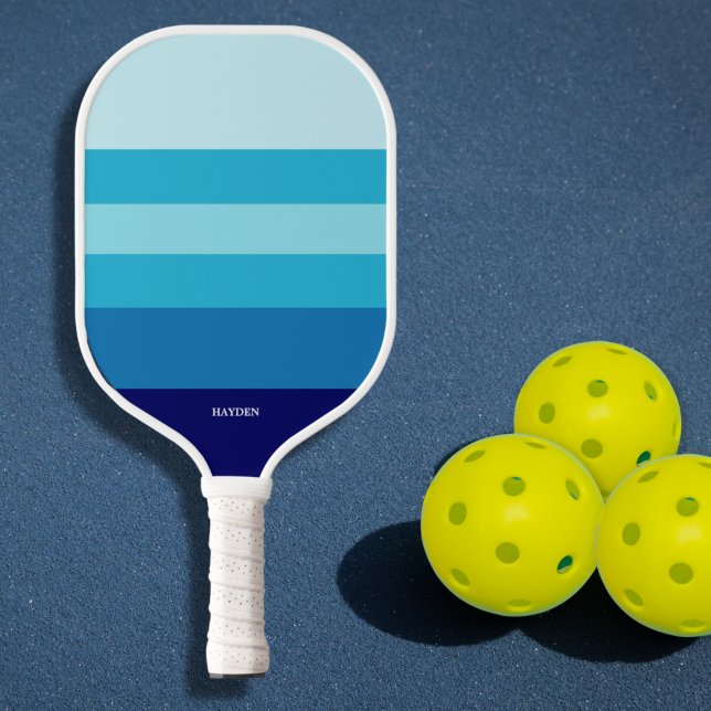 Coole blaue Streifen Personalisiert Text Picklebal Pickleball Schläger (Von Creator hochgeladen)