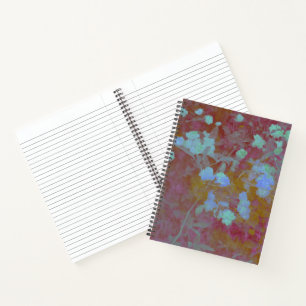 Coole blaue und rosafarbene Kunst mit Blumenmuster Notizbuch