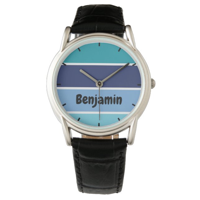 Coole Blaustreifen Armbanduhr (Vorderseite)