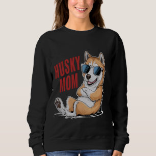 Coole Blick Husky Mama mit Sonnenbrille Dog Lover Sweatshirt
