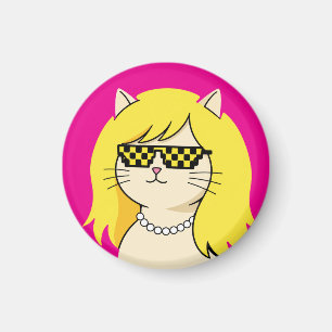 Coole Blondine Katze mit Pixel-Sonnenbrille und De Magnet