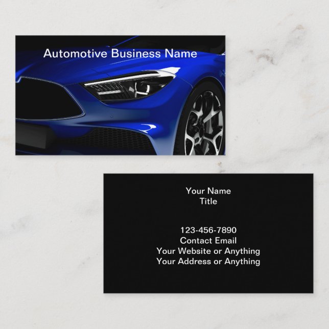 Coole Blue Car Automotive Business Cards Visitenkarte (Vorne/Hinten)