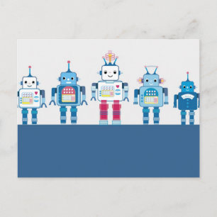 Coole Blue- und Red Roboter-Neuheiten Postkarte