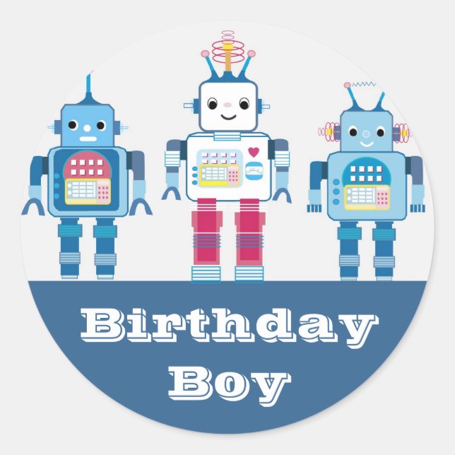 Coole Blue- und Red Roboter-Neuheiten Runder Aufkleber (Vorderseite)