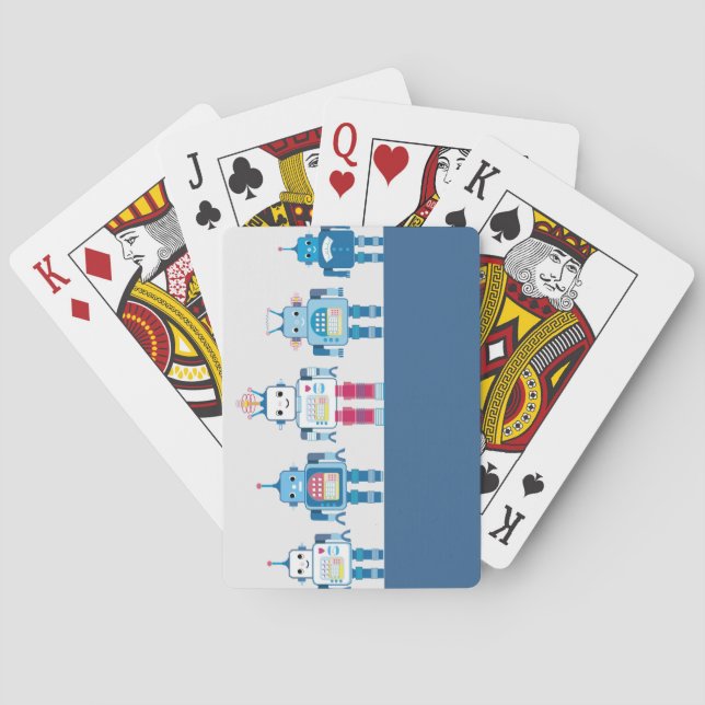 Coole Blue- und Red Roboter-Neuheiten Spielkarten (Rückseite)