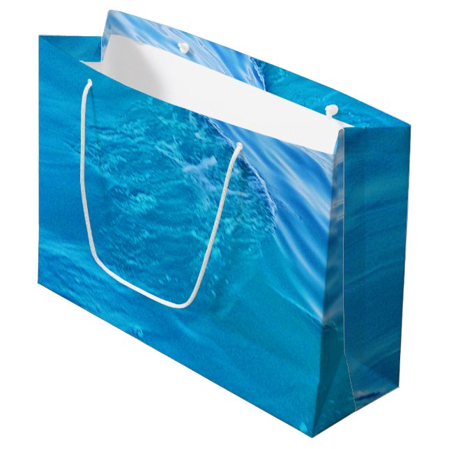 Coole Blue Water Wave Geschenktasche Große Geschenktüte (Vorderseite Schrägansicht)