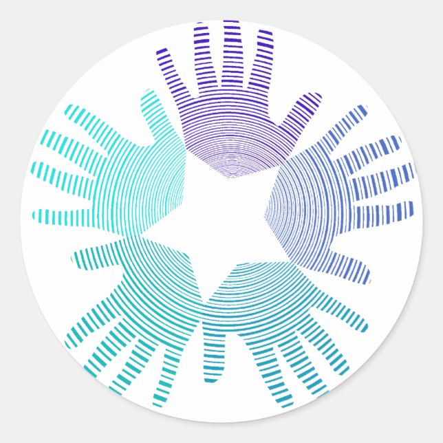 Coole Blues und Sterne Runder Aufkleber (Vorderseite)