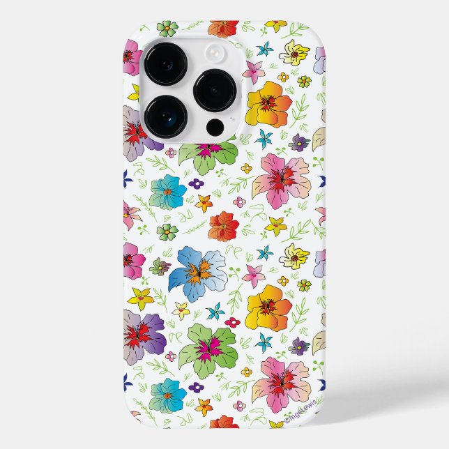Coole Blume Grafikfarben iPhone Case (Rückseite)