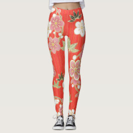 Coole Blume verschiedener Farben auf orangefarbene Leggings