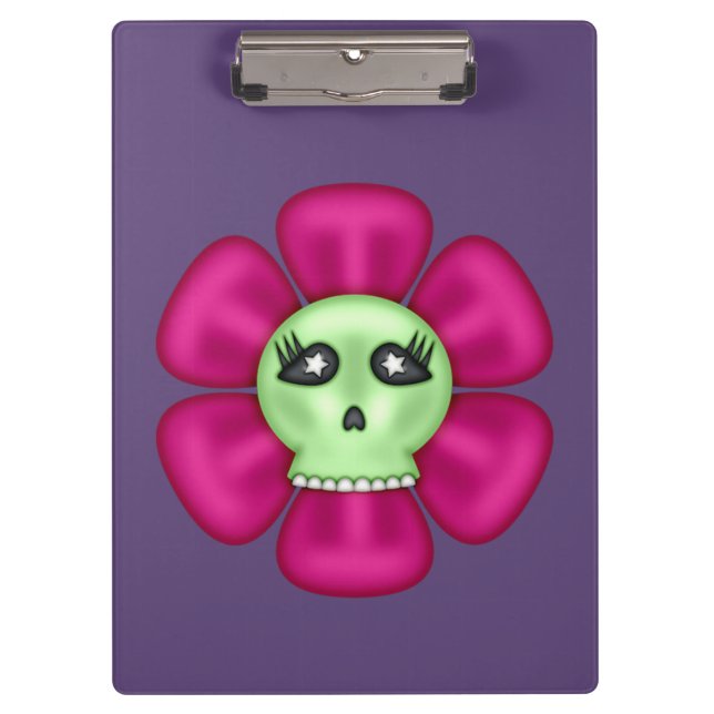 Coole Blume Zombie Skull Klemmbrett (Vorderseite)