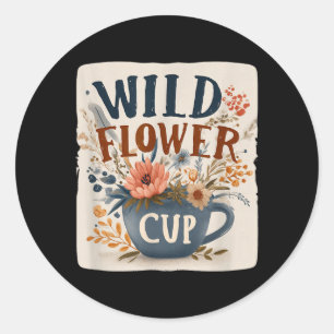 Coole Blumen-Tasse mit diesem wilden Blumen-Look f Runder Aufkleber