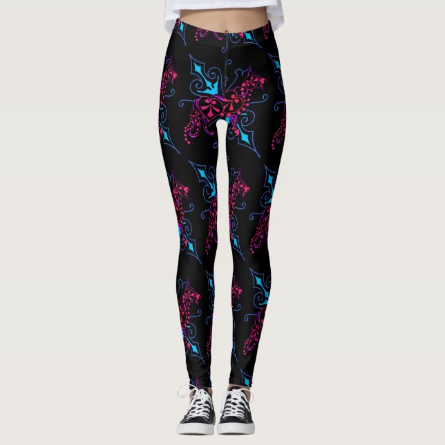 Coole Blumenbilder Leggings (Vorderseite)
