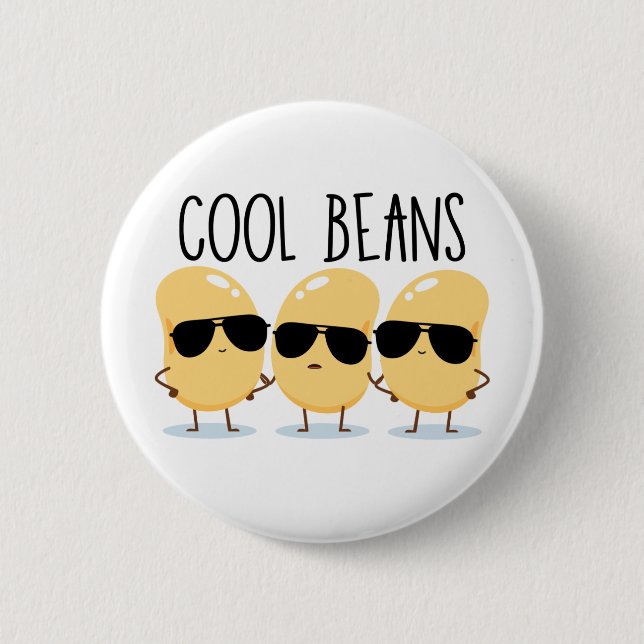 Coole Bohnen Funny Niedlich Beans mit Sonnenbrille Button (Vorderseite)