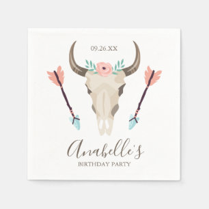 Coole Boho Kuh Skull-Gastgeschenke Serviette