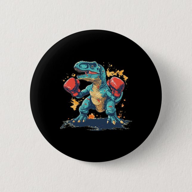 Coole Boxhandschuhe mit Dinosaurier  Button (Vorderseite)