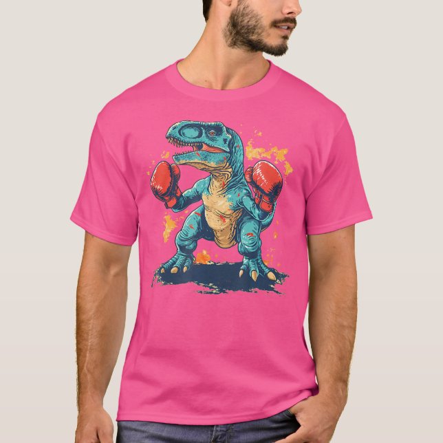 Coole Boxhandschuhe mit Dinosaurier T-Shirt (Vorderseite)