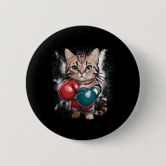 Coole Boxkatze mit Sporthandschuhen für Jungen und Button