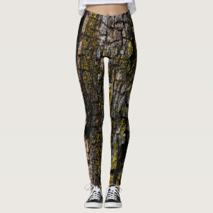 Coole Braune Braunholzrinde mit Gelbflecht Leggings
