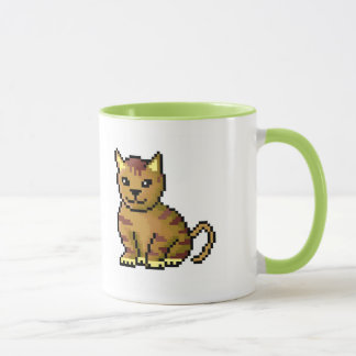 Coole braune Pixel Tabbykatze Tasse