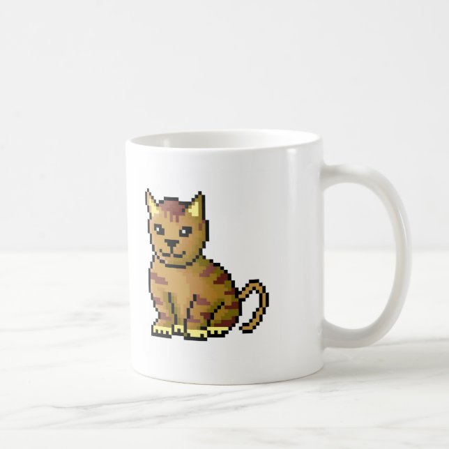 Coole braune Pixel Tabbykatze Tasse (Rechts)