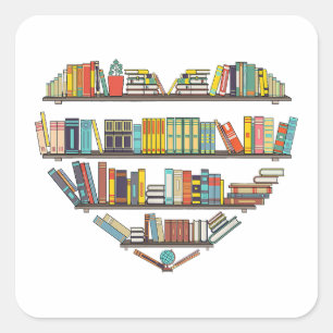 Coole Bücher lesen Männer Frauen buchen Lover Alph Quadratischer Aufkleber