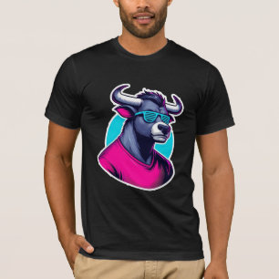 Coole Bull Cartoon-Kunst T-Shirt
