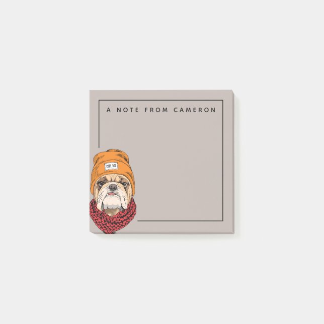 Coole Bulldogge | addieren Ihren Namen Post-it Klebezettel (Vorderseite)