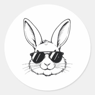 Coole Bunny-Gesicht Frohe Ostern-Shirts für Jungen Runder Aufkleber
