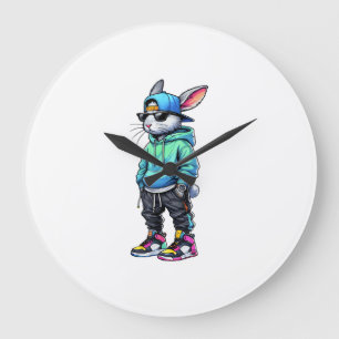 Coole Bunny Kaninchen Sonnenbrille Ostertag Für Ju Große Wanduhr