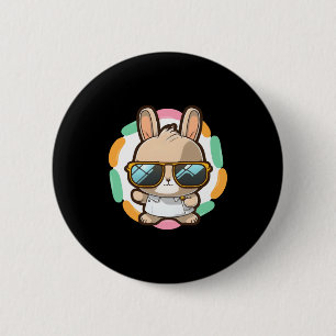 Coole Bunny-Sonnenbrille Oster-Cartoon Frühling T- Button