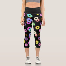 Coole, bunte Donuts schwarz Capri Leggings