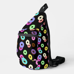 Coole, bunte Donuts schwarz Crossbody Bag