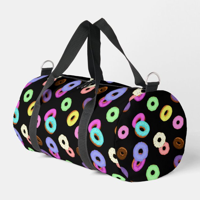 Coole, bunte Donuts schwarz Duffle Bag (Linke Seite)