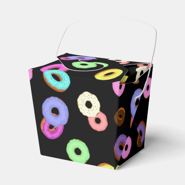 Coole, bunte Donuts schwarz Geschenkschachtel (Vorderseite)
