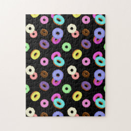 Coole, bunte Donuts schwarz Puzzle