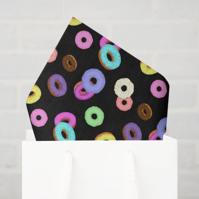 Coole, bunte Donuts schwarz Seidenpapier (Geschenktüte)