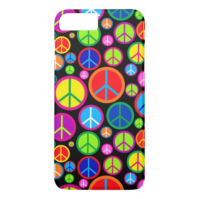 Coole bunte Groovy Friedenssymbole Case-Mate iPhone Hülle (Rückseite)