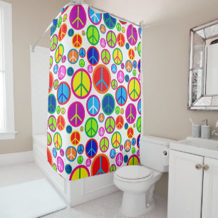 Coole bunte Groovy Friedenssymbole Duschvorhang