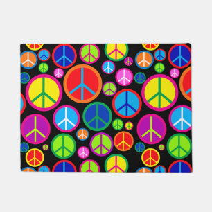 Coole bunte Groovy Friedenssymbole Fußmatte