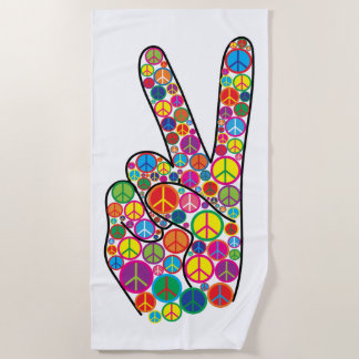 Coole bunte Groovy Friedenszeichen-Hand Strandtuch