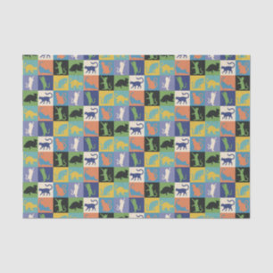 Coole bunte Katzen in den Steppdecken-Quadraten Seidenpapier