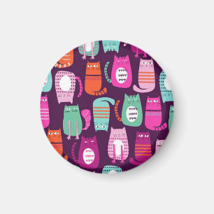 Coole bunte Kitty-Katze-Kunst 2-Zoll-Quadrat-Magne Magnet