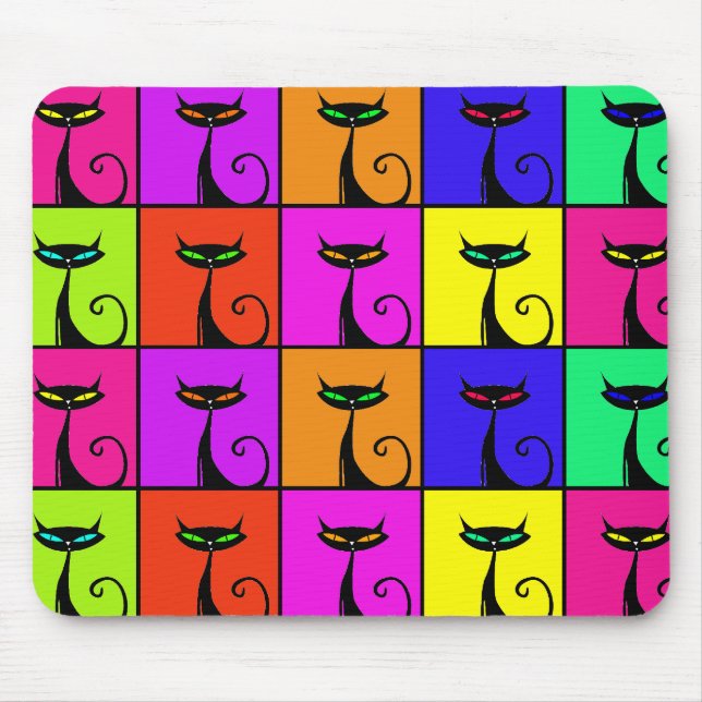 Coole bunte Kitty-Katzen-Pop-Kunst Mousepad (Vorne)
