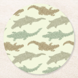 Coole Camouflage Alligatoren - nahtloses Muster. Runder Pappuntersetzer