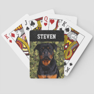 Coole Camouflage Rottweiler Hund Tierbezeichnung Spielkarten