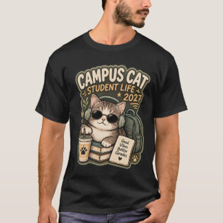 Coole Campus-Katze Studentisches Leben 2027 Retro- T-Shirt